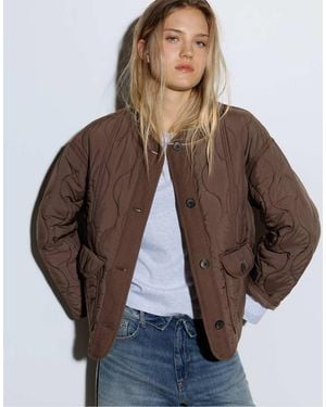Pull&Bear Gewatteerd Jack Met Zakken - Bruin