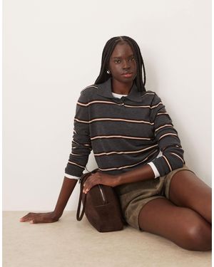 Mango Long Sleeve Polo Top - Brown