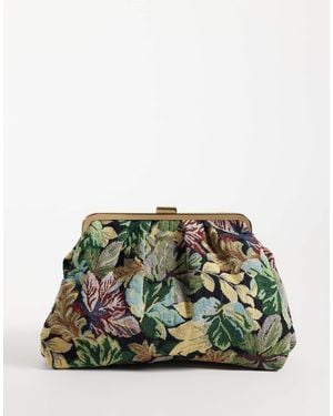ASOS Floral Jacquard Frame Clutch Bag - Green