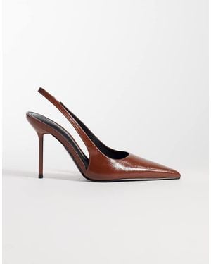 ASOS Pronto Stiletto Slingback High Heeled Shoes - Brown