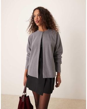 ASOS Supersoft One Button Boxy Cardigan - Grey