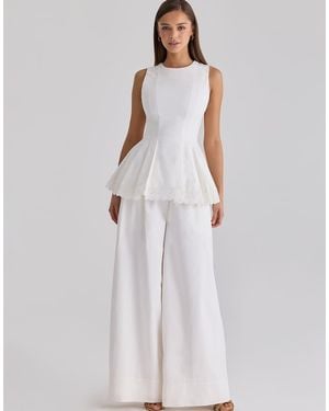 House Of Cb Jae Cotton Wide Leg Trousers - White