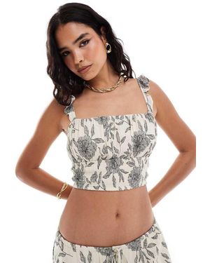 Abercrombie & Fitch Co-ord Crinkle Texture Ruffle Top - White