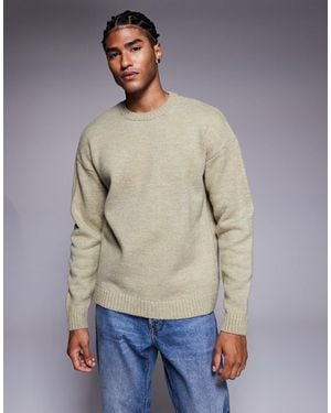 ASOS Relaxed Knitted Crew Neck Jumper - Natural