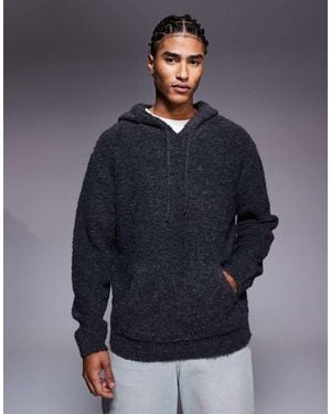 ASOS Oversized Knitted Boucle Hoodie - Blue