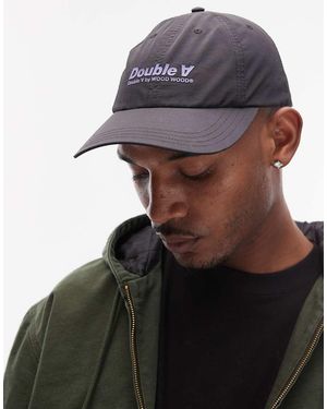 DOUBLE A by WOOD WOOD Gorra Negra Técnica Con Detalle En Cursiva De - Negro