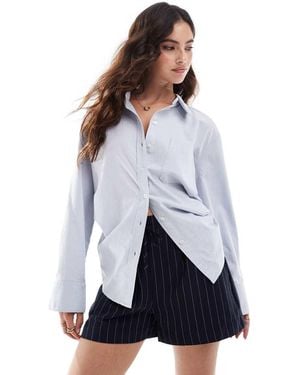 Vero Moda Oversized Shirt With Wide Cuff Sleeves - Blue