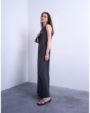 TOPSHOP Open Back Satin Midi Dress in White | Lyst