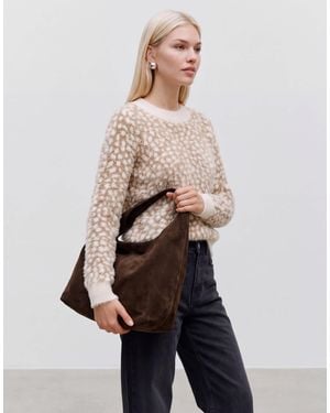 Vero Moda Deer Print Soft Fluffy Knit Sweater - White