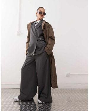 Collusion Wide Leg Belt Detail Trouser Co-ord - Grey