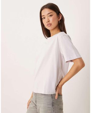 Gina Tricot Recht T-Shirt Met Korte Mouwen - Wit
