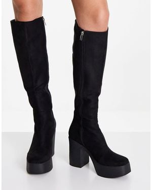 LAMODA Knee High Platform Boots - Black