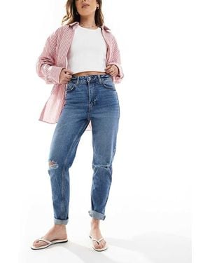 New Look Mom Jean With Rips - Blue