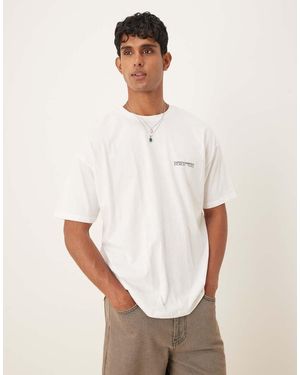 ASOS Camiseta Blanca Extragrande Con Estampado Gráfico En El Pecho De - Blanco