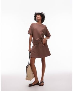 ARKET Soft Touch Elasticated Waist Mini Skirt - Brown