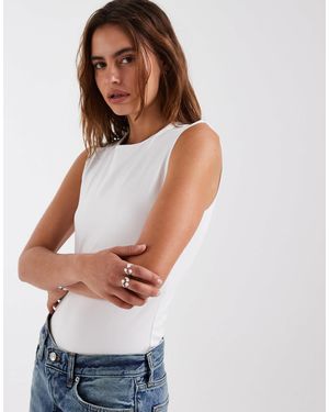 Vero Moda Body sans manches en jersey sans coutures - Blanc