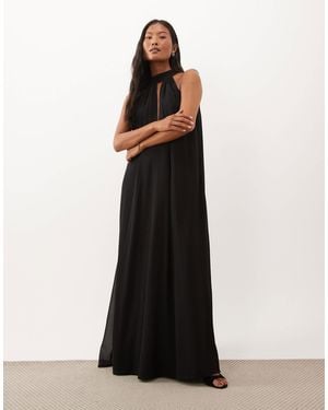 LACE & BEADS Sleeveless Choker Detail Trapeze Maxi Dress - Black