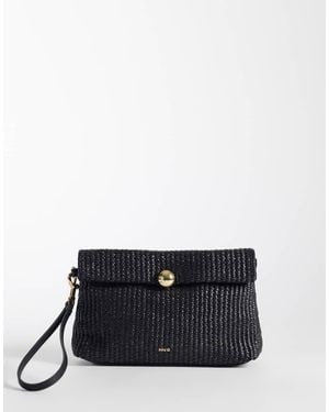 Mango Pochette Extra Larga Color Nera Effetto Rafia - Nero