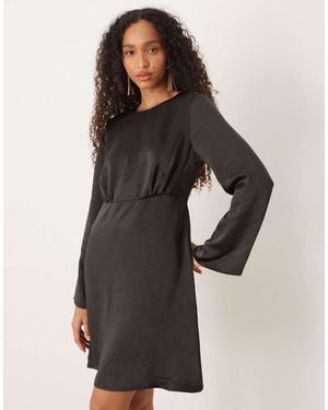 Y.A.S Open Back Satin Mini Dress - Black