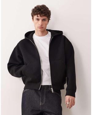Weekday Simon Zip Through Hoodie - Black