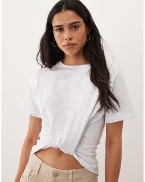 ASOS Tie Detail Tee With Texture Fabric - White