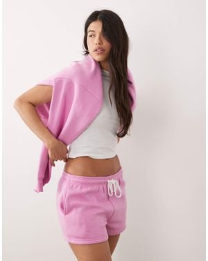 Kaiia Cotton Rich Embroidered Logo Sweat Shorts - Pink