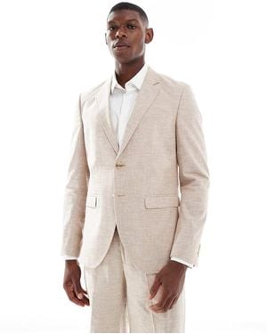 Jack & Jones Premium Linen Mix Slim Fit Suit Blazer - Natural