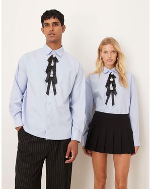 Sister Jane Mens Sister Jane Unisex Tripple Bow Detail Shirt - White