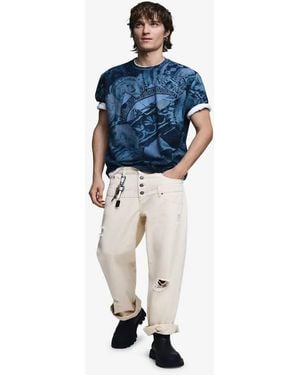 Desigual Short Sleeve Mosaic T-Shirt - Blue