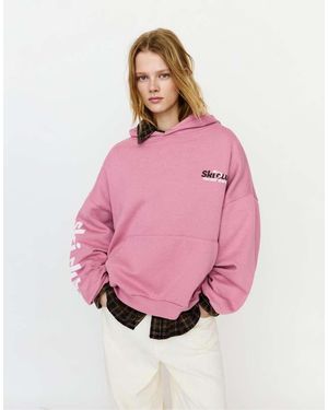 Pull&Bear Hoodie Met Ski Club-Print - Roze
