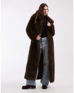 Noisy May Longline Faux Fur Coat - Black