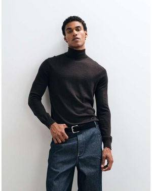 Mango 100% Wool High Neck Knitted Jumper - Blue