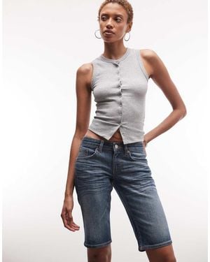 Weekday Pantaloncini Di Jeans Slim A Vita Bassa Sbiadito - Blu