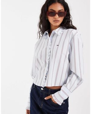 Tommy Hilfiger Flag Logo Ruffled Shirt - White
