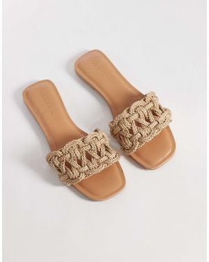 ASOS Wide Fit Faina Weave Flat Sandal - Natural