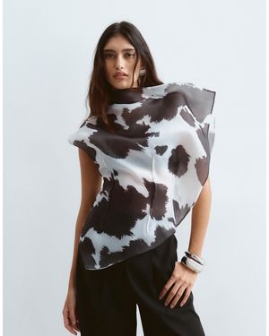 ARRANGE Asymmetric Organza Top With Dart Detail - White