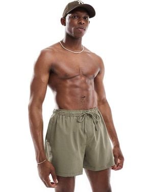 River Island Seersucker Swim Trunks - Brown