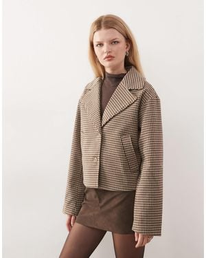 Noisy May Boxy Houndstooth Jacket - Natural