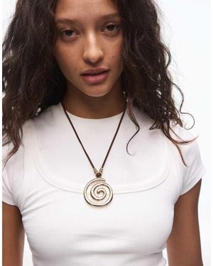 Bershka Pendant Cord Necklace - White