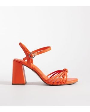 ASOS Wide Fit Heron Knotted Mid Block Heel Sandals - Red