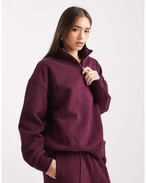Miss Selfridge Felpa Color Prugna Con Zip Corta - Viola