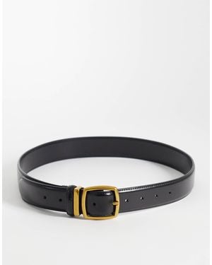 ASOS Leather Waist And Hip Square Buckle Jeans Belt - Grey