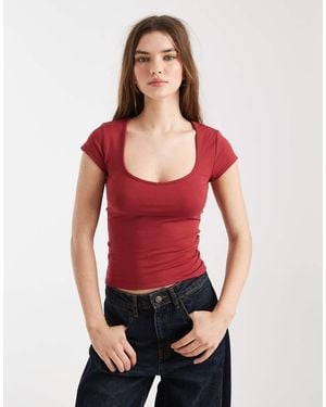 Cotton On V Neck Short Sleeve Top - Red