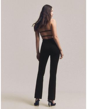Bershka Long Fitted Rhinestone Jumpsuit - Black