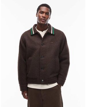 Obey Arden Fleece Varsity Jacket - Brown