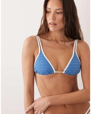 Rhythm Lola Check Double Strap Triangle Bikini Top - Blue