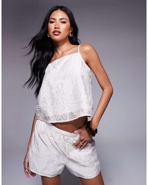 River Island Broderie Patterned Cami Top Co-Ord - Grey