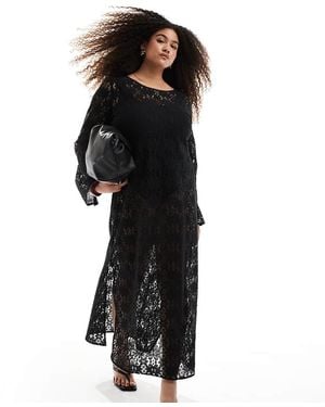 Renee Studio Plus Exclusive Long Sleeve Lace Maxi Dress - Black