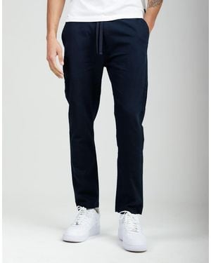 French Connection Cotton-Linen Blend Drawstring Cuffed Trousers - Blue