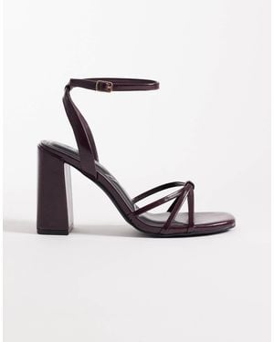 SEQWL Strappy Barely There Block Heeled Sandal - White